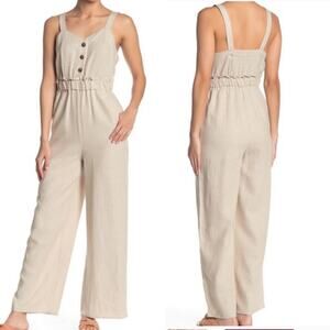NWT Romeo + Juliet Couture Tan Linen Blend Jumpsuit